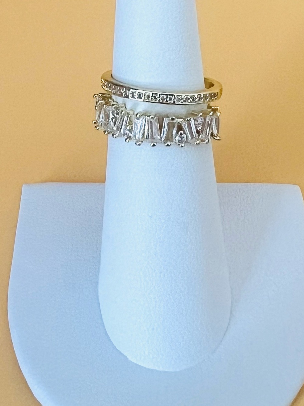 Gold plated and clear CZ Adjustable Ring